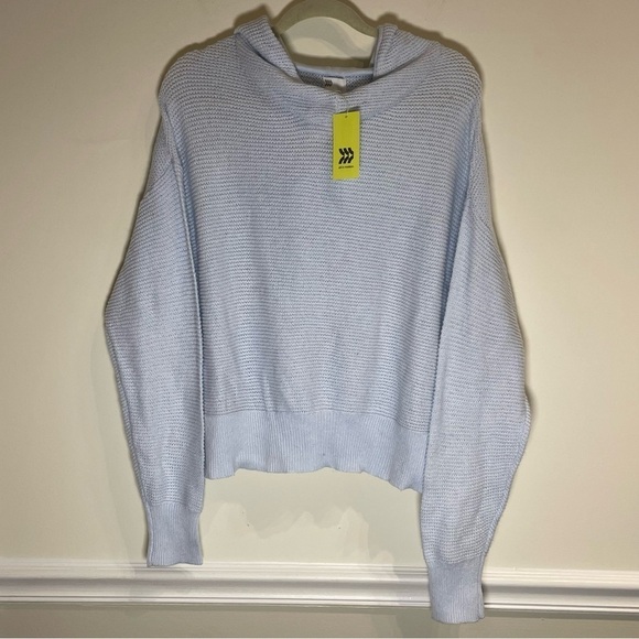 Target All in Motion NWT light blue knit hooded sweater sweatshirt - Picture 2 of 5